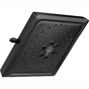 3-Spray Patterns 1.75 GPM 7.63 in. Wall Mount Fixed Shower Head with H2Okinetic in Matte Black