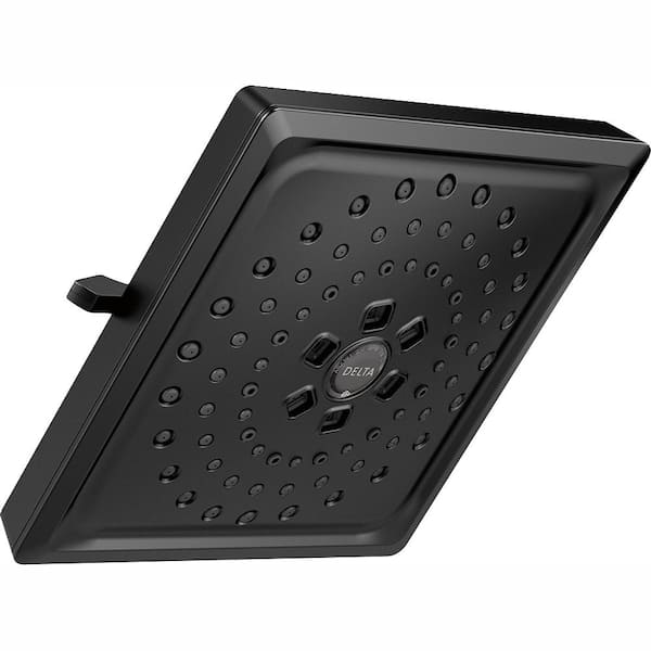 Delta 3-Spray Patterns 1.75 GPM 7.63 in. Wall Mount Fixed Shower Head with H2Okinetic in Matte Black