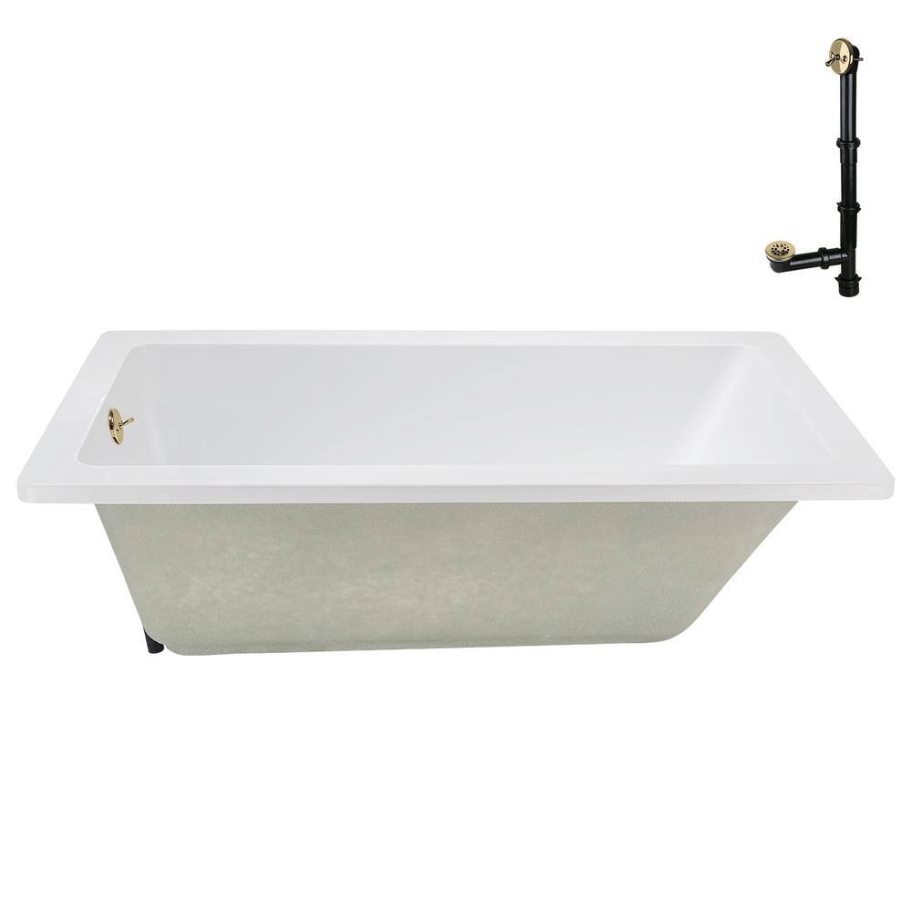 60" x 32" Glossy White Acrylic Soaking Drop-In Bathtub
