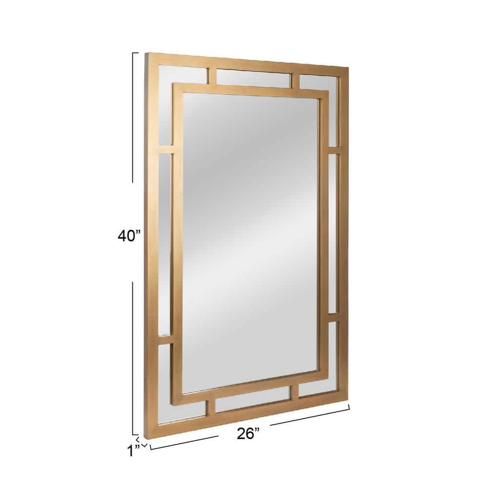 26" x 40" Gold Geometric Art Deco Wood Framed Mirror