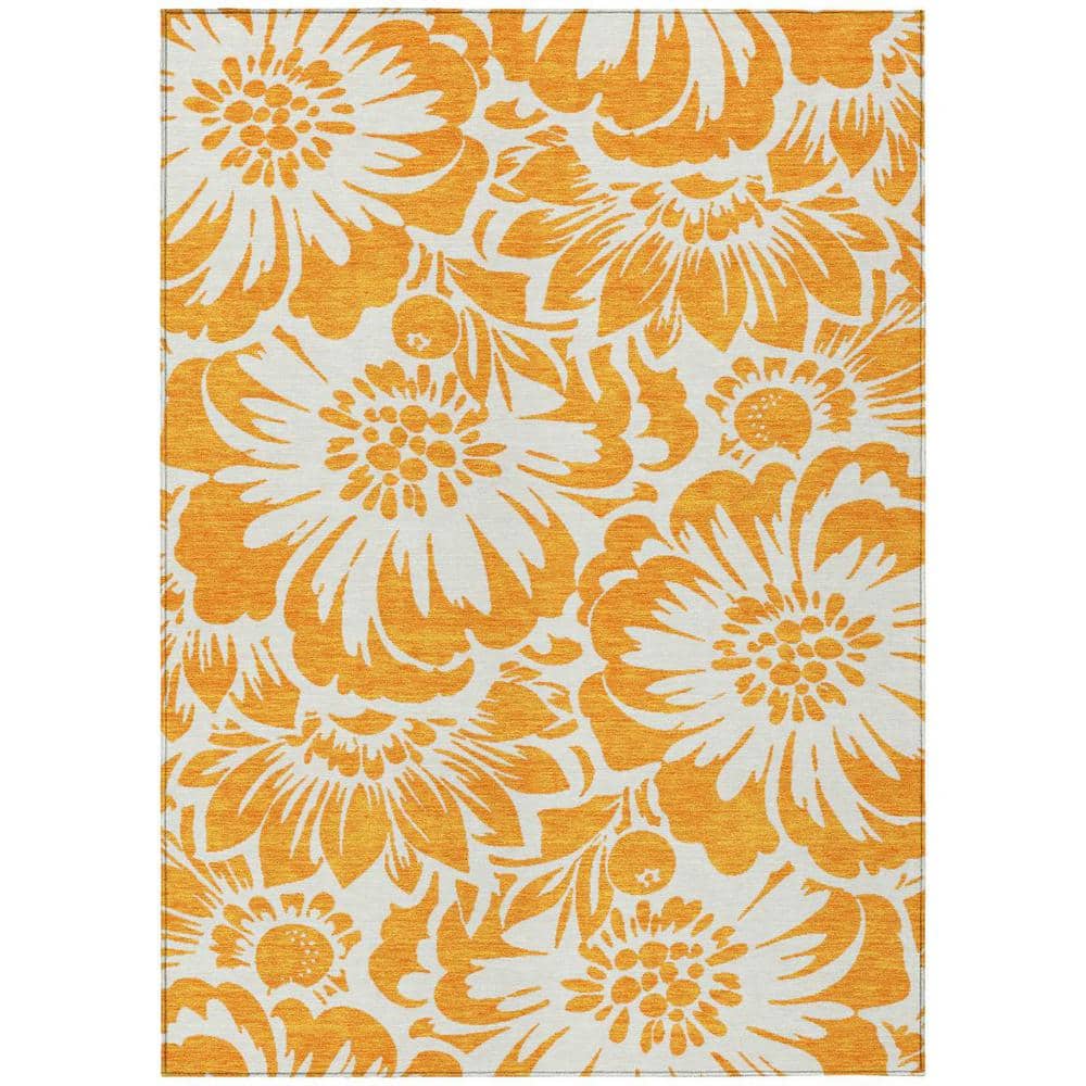 Orange and White 3 ft. x 5 ft. Woven Floral Rectangle Indoor/Outdoor Area Rug price history on PriceWatchPro