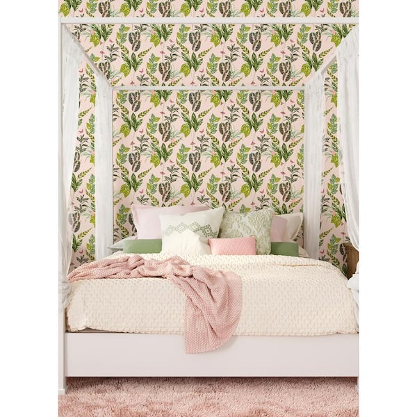 Spirit Light Pink Tropical Foliage Wallpaper