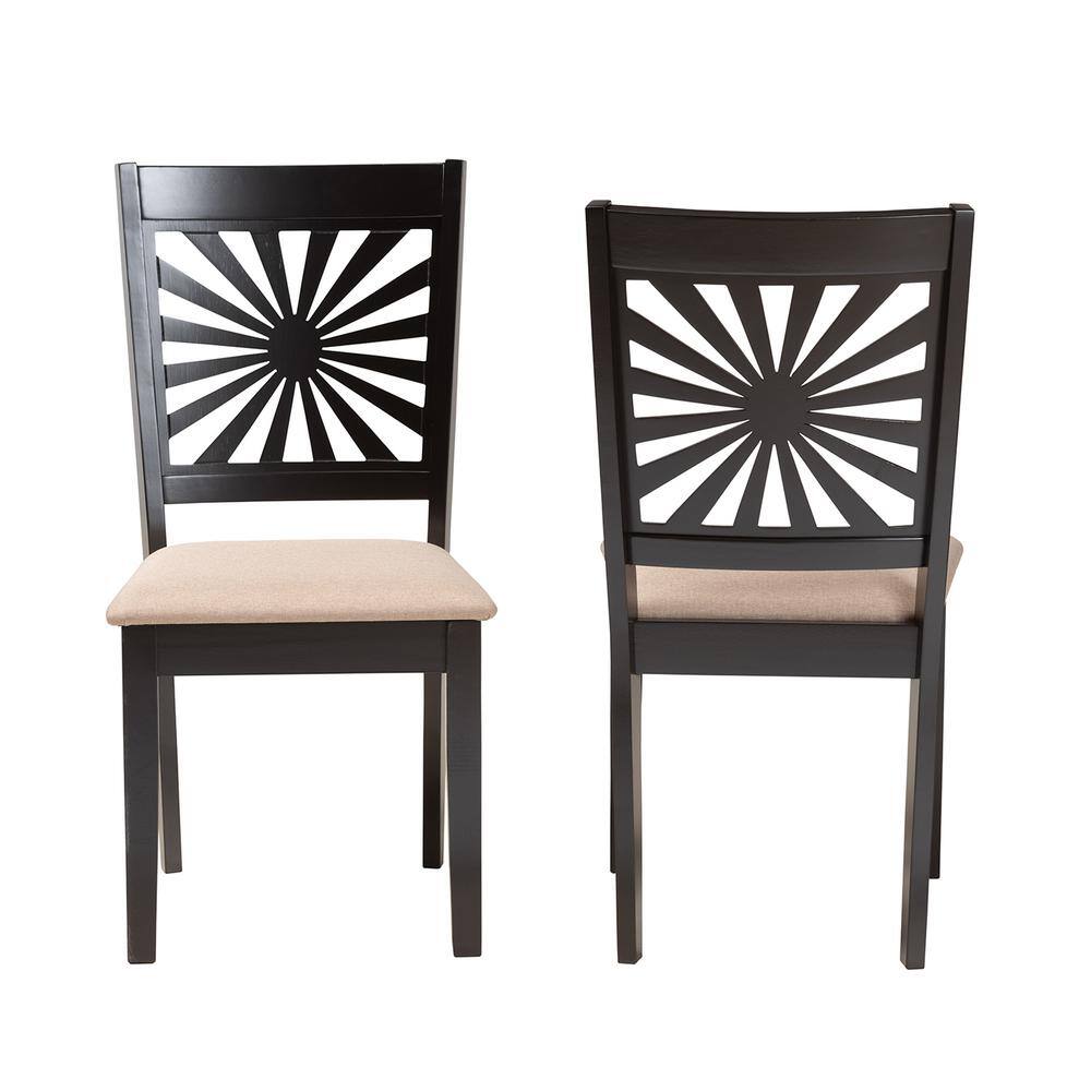 Olympia Beige and Espresso Brown Upholstered Wood Dining Chair Set