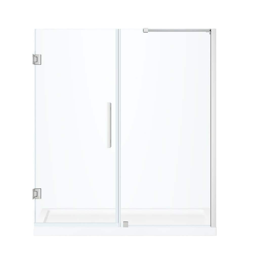 Chrome Frameless 72" x 60" Alcove Shower Kit with Acrylic Base