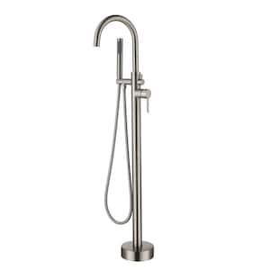 Single Handle Floor Mounted Claw Foot Freestanding Tub Faucet in Brushed Nickel