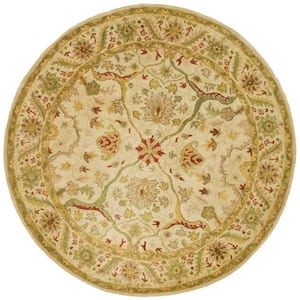 Antiquity Ivory 4 ft. x 4 ft. Round Floral Border Area Rug