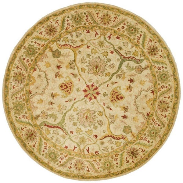 SAFAVIEH Antiquity Ivory 4 ft. x 4 ft. Round Floral Border Area Rug