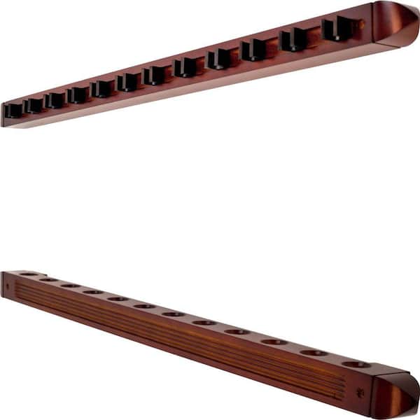 Trademark Games 12-Cue Wall-Mount Rack with Natural Wood Finish