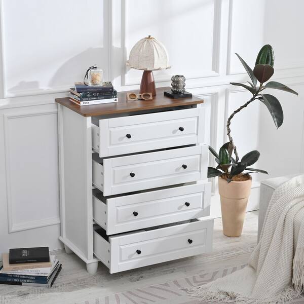Ivory White 4 Drawers 29.1 in. Wide Chest of Drawers 4 Drawers