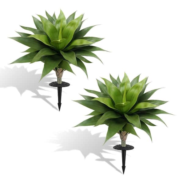Vitalismo 28in. Artificial Agave Plants with Ground Spike Realistic Fake  Plant Green Faux Agave for Indoor/Outdoor Decor(Set of 2) NOHK0212GLGRN