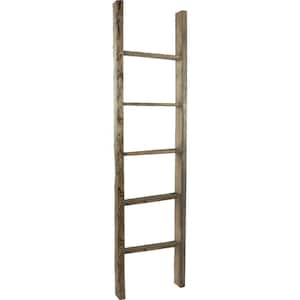 19 in. x 72 in. x 3 1/2 in. Barnwood Decor Collection Pebble Grey Vintage Farmhouse 5-Rung Ladder