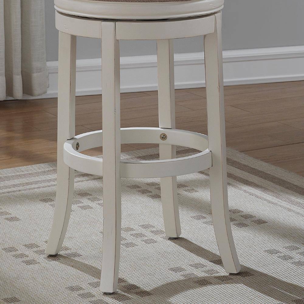 Transitional 26'' Swivel Backless Counter Stool in Antique White and Light Brown