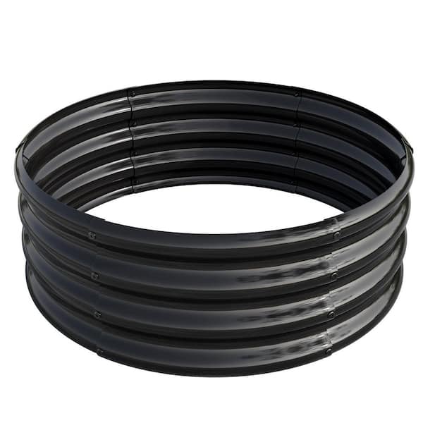 11.4 in. Tall x 32 in. L x 32 in. W Round Metal Raised Garden Bed in Black