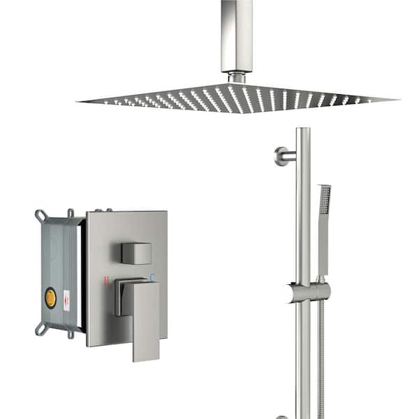 Fapully Single Handle 2-Spray Shower Faucet, 1.8 GPM with Drip Free, Slide Bar with Hand Shower in Brushed Nickel