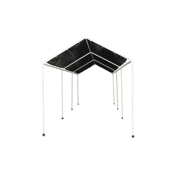 ShelterLogic 8 ft. W x 20 ft. D 8-Leg Frame Shade Canopy with Black Polyethylene Mesh Cover, Steel Frame, and Bungee Fasteners