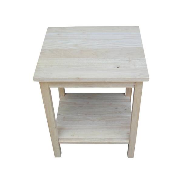Portman Unfinished End Table w/ Bottom Shelf Storage Side Living Room Furniture 