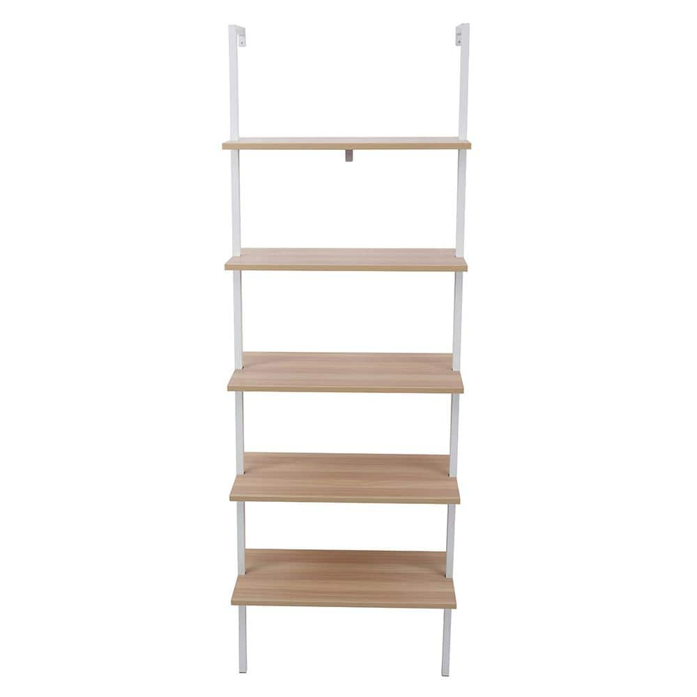 Karl home Industrial 72 in. Walnut Wood 5-Shelf Etagere Bookcase with ...