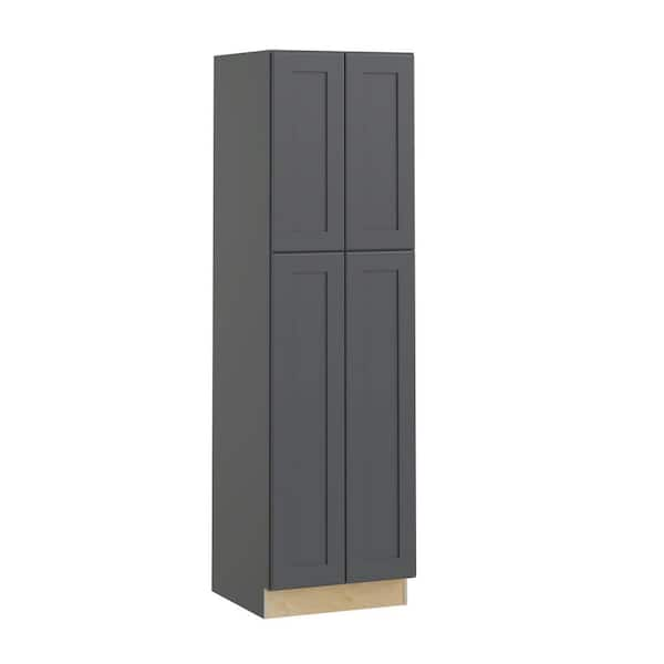 Newport 24 in. W x 24 in. D x 84 in. H Assembled Plywood Pantry Kitchen Cabinet in Deep Onyx with Soft Close