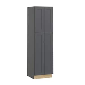 Newport Deep Onyx Plywood Shaker Assembled Utility Pantry Kitchen Cabinet Soft Close 24 in W x 24 in D x 84 in H