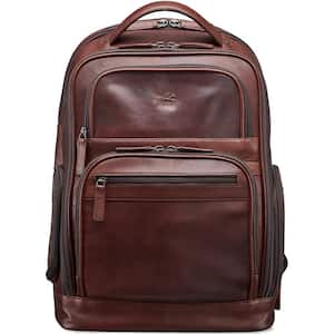 Buffalo Collection 15.6 in. Brown Leather Backpack for Laptop