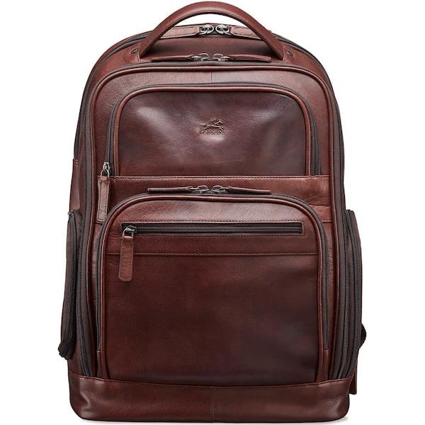 MANCINI Buffalo Collection 15.6 in. Brown Leather Backpack for Laptop