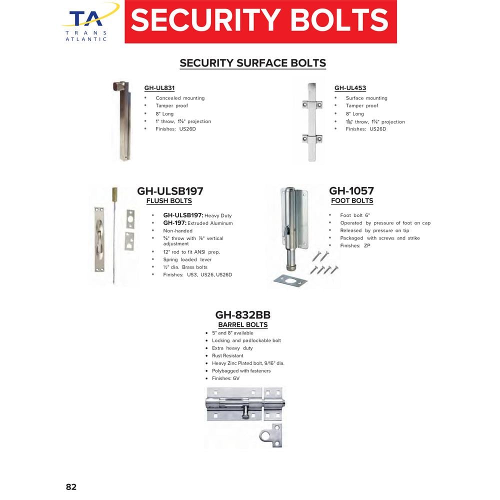 8-inch Heavy Duty Galvannealed Barrel Bolt for Doors and Cabinets