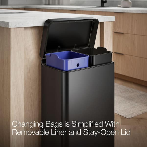 KOHLER Dual 5.5 Gal. Black Compartment Trash Can K-20956-BST - The
