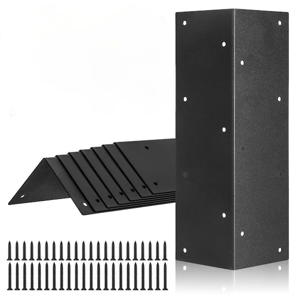 11 in. x 3 in. x 3 in. Metal Raised Garden Bed Corner Brackets with Wood Screws for 20 in.-24 in. H Bed, Black (8-Pack)