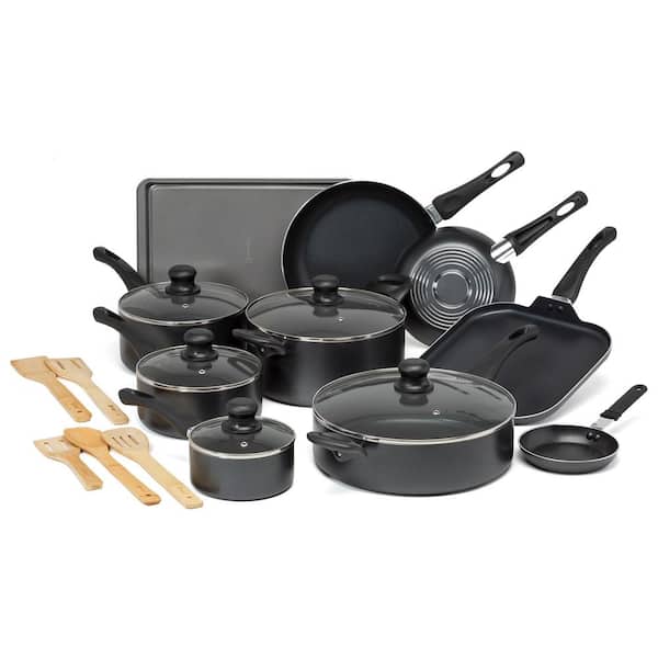 Ecolution Easy Clean 12-Piece Nonstick Aluminum Dishwasher Safe Cookware Set in Black