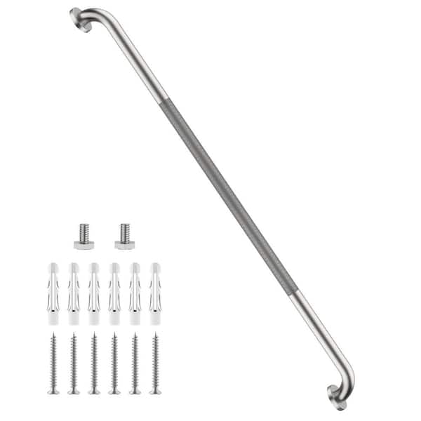 48 in. Bathroom Grab Bar in Brushed Nickel Knurled Finish Anti-Slip Safety Hand Rail Support for Shower