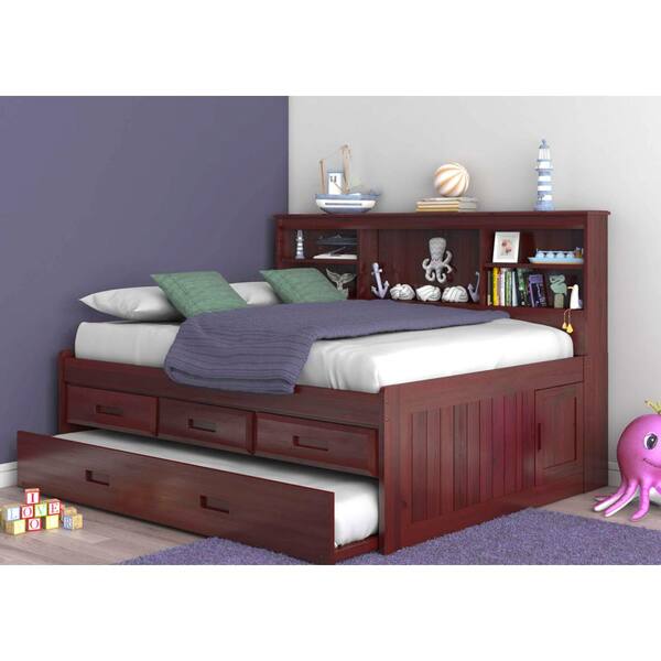3 Drawers And Twin Size Trundle Bed, Full Daybed With Bookcase Headboard