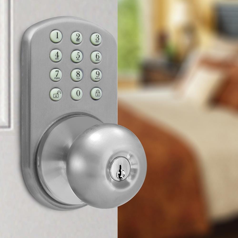 Satin Nickel Electronic Keypad Entry Door Knob