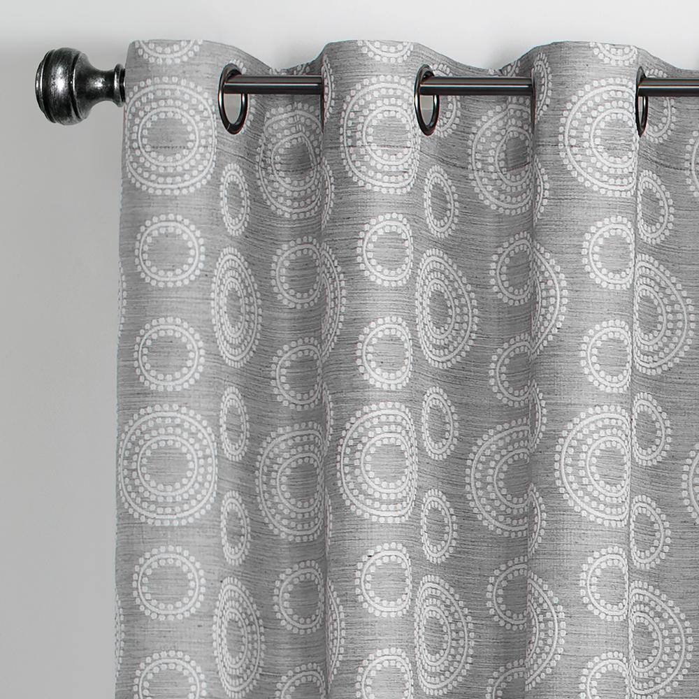 Gray Constellation Grommet Top Wide Jacquard Drapes