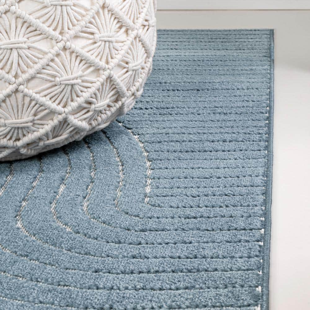Hallie Dark Blue and Cream Geometric 8' x 10' Indoor/Outdoor Rug