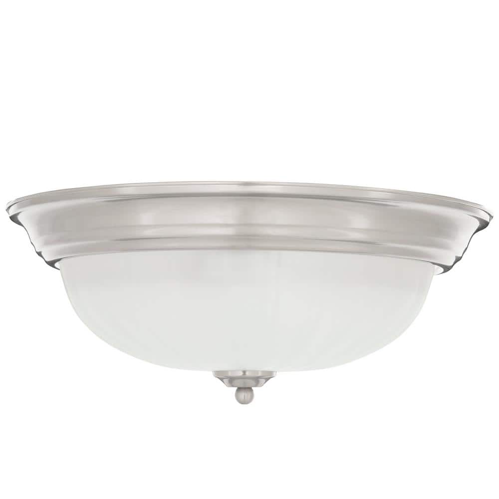 Satin Nickel Frosted Glass 3-Light Flush Mount