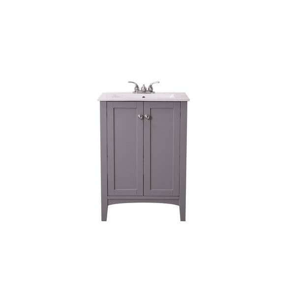 Unbranded Simply Living 24 in. W x 18 in. D x 34 in. H Bath Vanity in Grey with White Resin Top