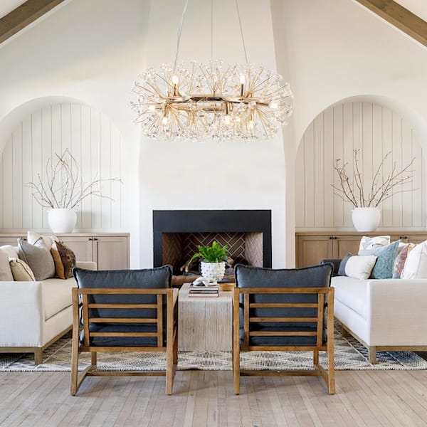 ZJVAIVE 12-Light Gold Pedant Design Linear Chandelier