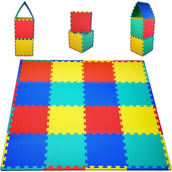 9 Pieces Interlocking Soft Foam Mats Gifts for Boys and Girls, Childrens Floor Mats Puzzle Exercise Mats Rubber Childrens Crawling Game Mats 