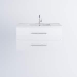 Napa 40 in. W x 20 in. D Single Sink Bathroom Vanity Wall Mounted in Glossy White with Acrylic Integrated Countertop