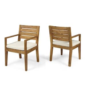 Nestor Sandblast Wood Outdoor Lounge Chair with Cream Cushions (2-Pack)