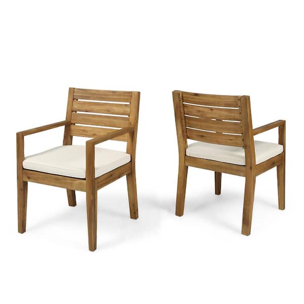 Nestor Sandblast Wood Outdoor Patio Lounge Chair with Beige Cushions (2-Pack)