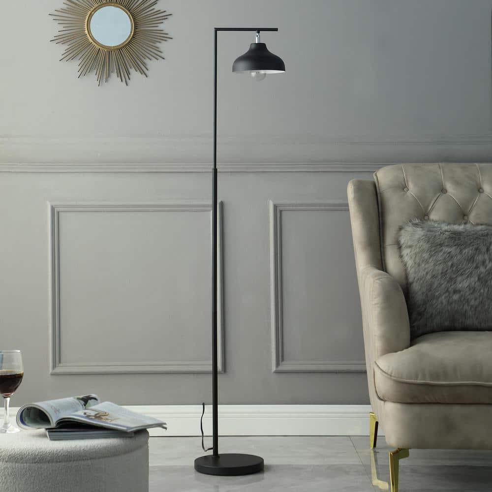 Matte Black Metal Industrial Architect Floor Lamp, 63.25"