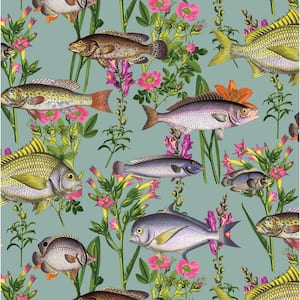 Fish Lagoon Teal Non-Pasted Wallpaper (Covers 56 Sq. Ft.)