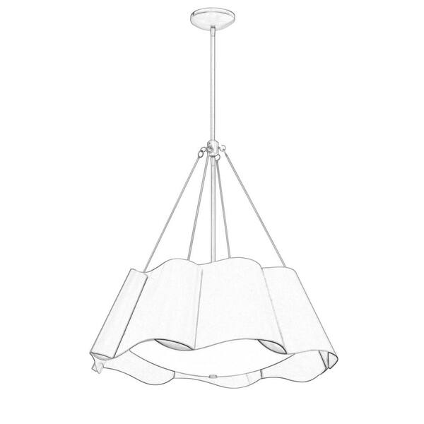 Minka Lavery - Waveform 60-Watt 4-Light Legacy Brass Round Pendant Light with Etched Seeded Glass and Metal Shades, No Bulbs Included