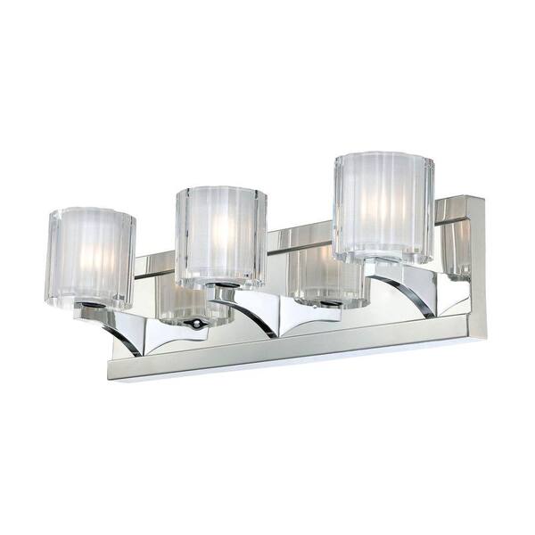 Titan Lighting Tiara 3-Light Chrome Vanity Light with Slotted Clear Glass