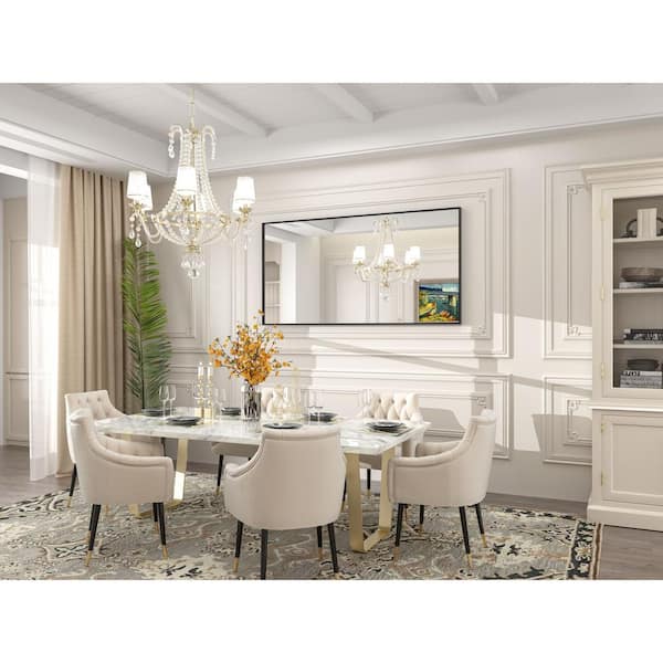 60 in. W x 30 in. H Rectangular Aluminum Alloy Framed and Tempered Glass Wall Bathroom Vanity Mirror in Matte Black