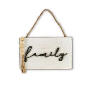 5.5 in. H Antique White Metal and Wood Inspirational Wall Art (Set of 3)