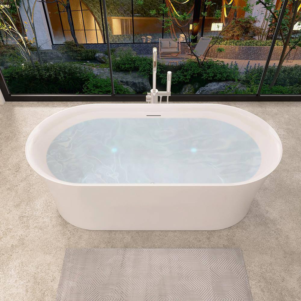 Royce 67" Glossy White Freestanding Acrylic Soaking Bathtub