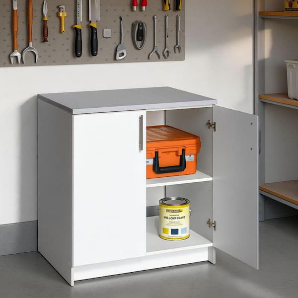 Prepac Wood Freestanding Garage Cabinet in White (32 in. W x 36 in
