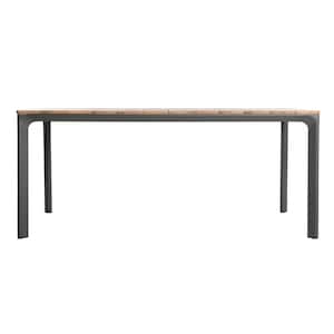 Westcott Rectangular Natural Brown Wood and Gray Aluminum Outdoor Dining Table